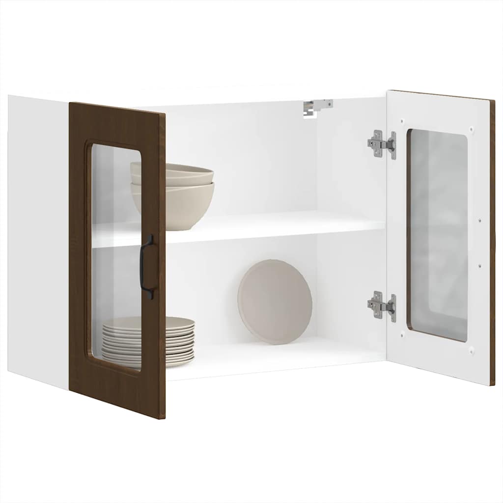 Pensile da Cucina con Porta in Vetro Kalmar Rovere Marrone - homemem39