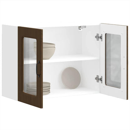 Pensile da Cucina con Porta in Vetro Kalmar Rovere Marrone - homemem39