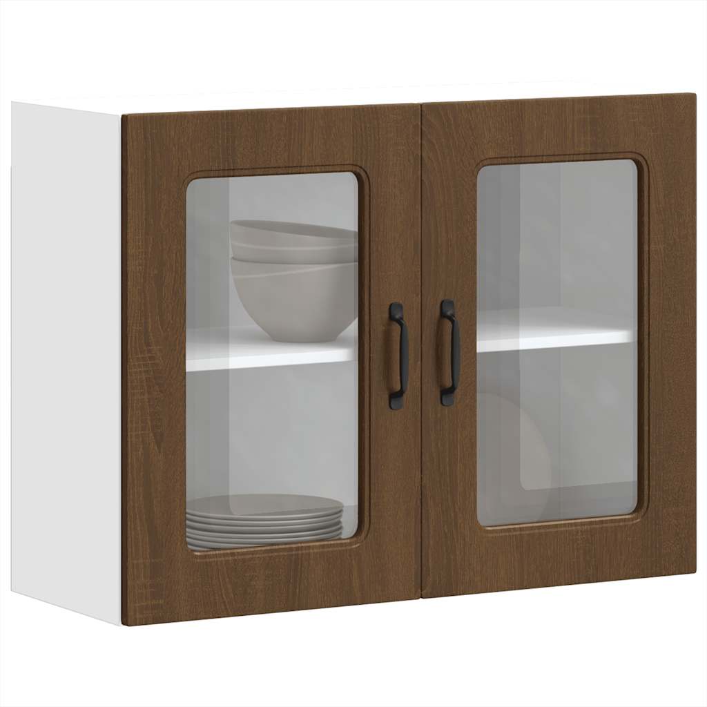 Pensile da Cucina con Porta in Vetro Kalmar Rovere Marrone | homemem39