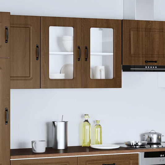 Pensile da Cucina con Porta in Vetro Kalmar Rovere Marrone