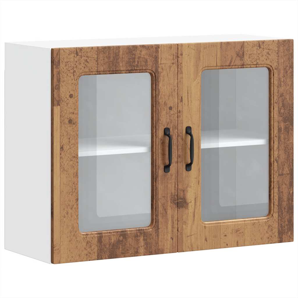 Pensile da Cucina con Porta in Vetro Kalmar Legno Vecchio - homemem39