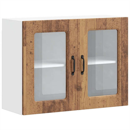 Pensile da Cucina con Porta in Vetro Kalmar Legno Vecchio - homemem39