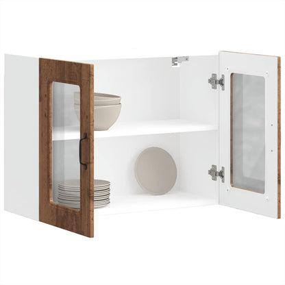 Pensile da Cucina con Porta in Vetro Kalmar Legno Vecchio - homemem39