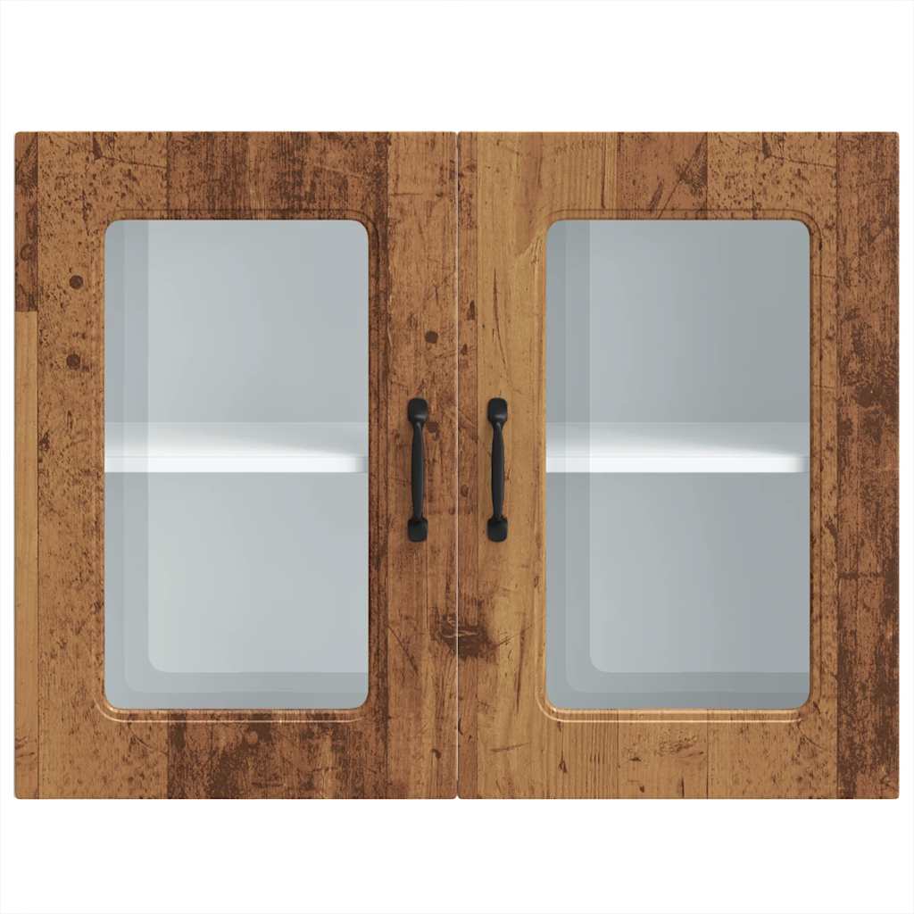 Pensile da Cucina con Porta in Vetro Kalmar Legno Vecchio - homemem39