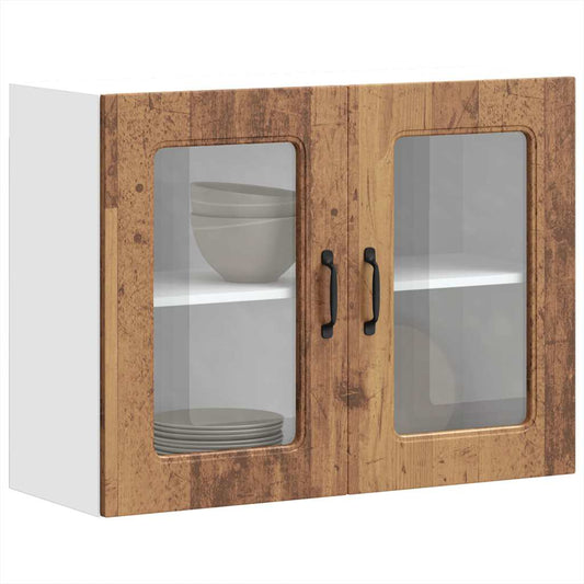 Pensile da Cucina con Porta in Vetro Kalmar Legno Vecchio - homemem39