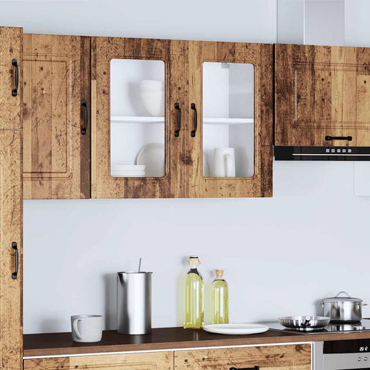 Pensile da Cucina con Porta in Vetro Kalmar Legno Vecchio