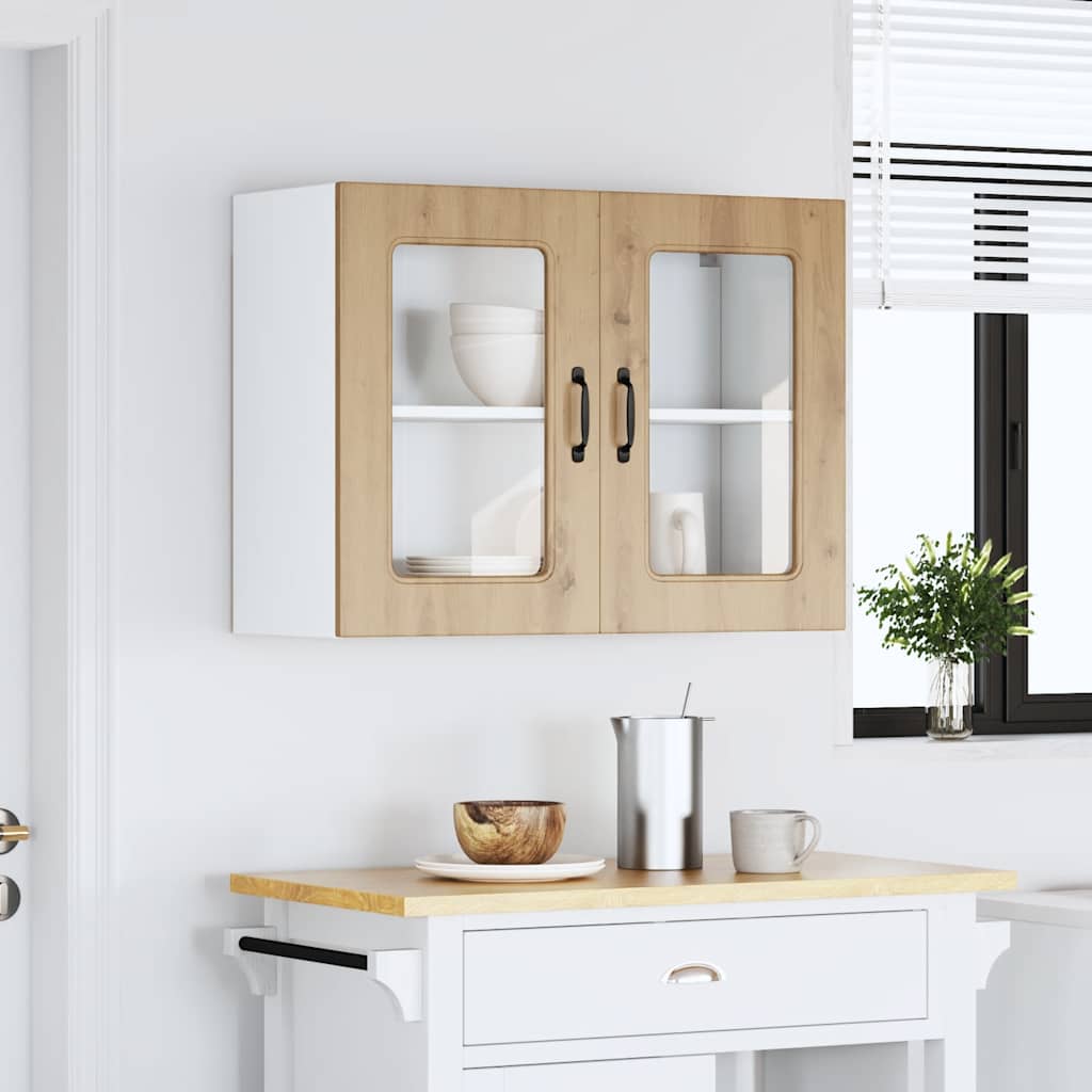 Pensile da Cucina con Porta in Vetro Kalmar Rovere Artigianale - homemem39