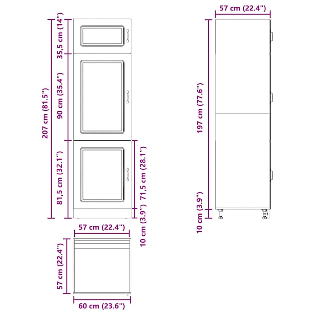 Armadio da Cucina Kalmar Grigio Cemento in Legno Multistrato | homemem39