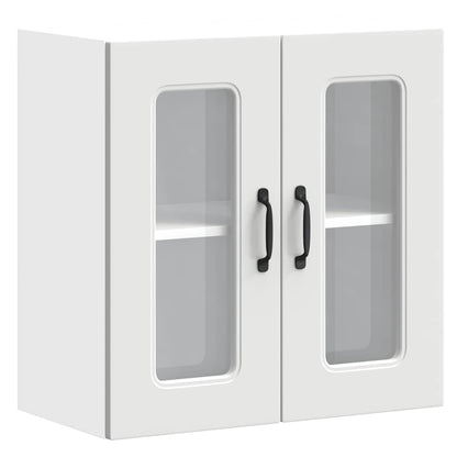 Pensile da Cucina con Porta in Vetro Kalmar Bianco Truciolato - homemem39