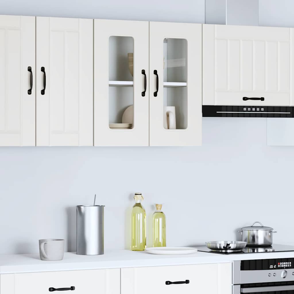Pensile da Cucina con Porta in Vetro Kalmar Bianco Truciolato - homemem39