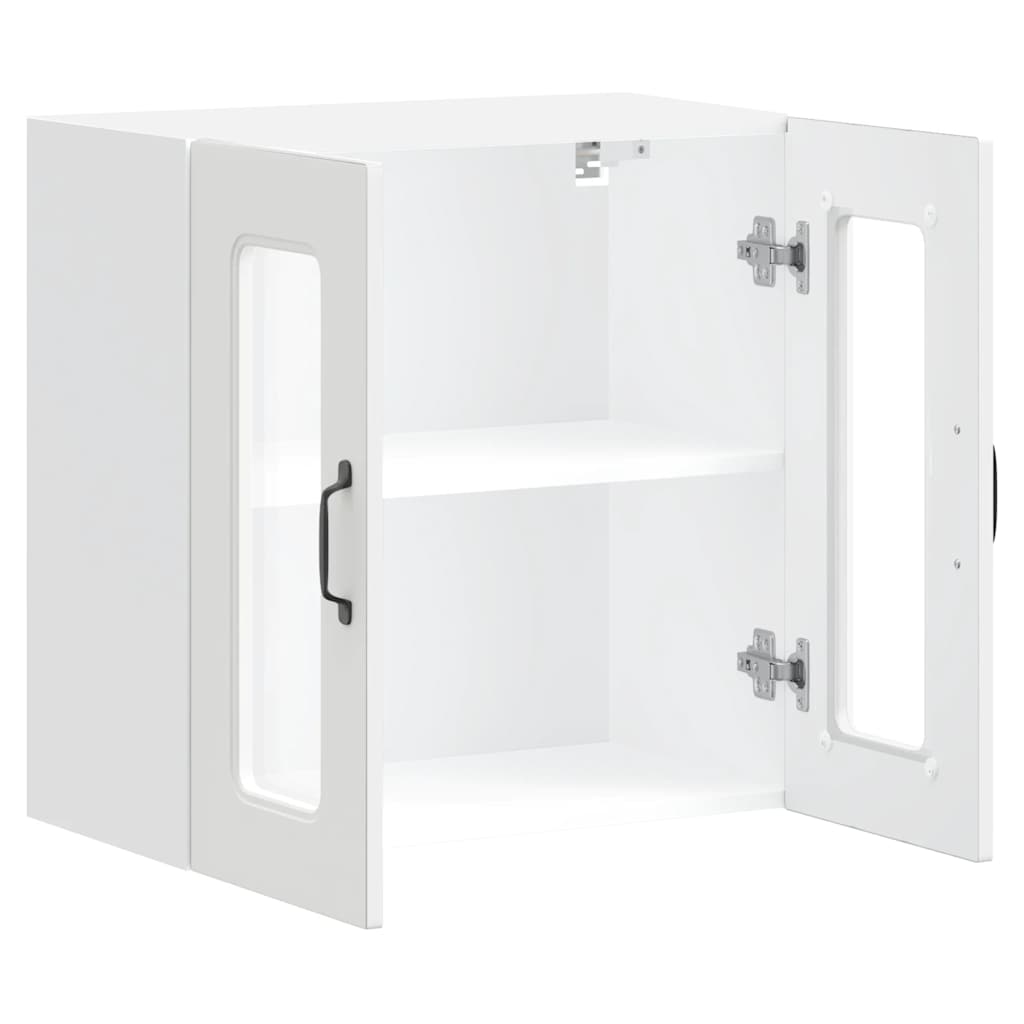 Pensile da Cucina con Porta in Vetro Kalmar Bianco Truciolato - homemem39