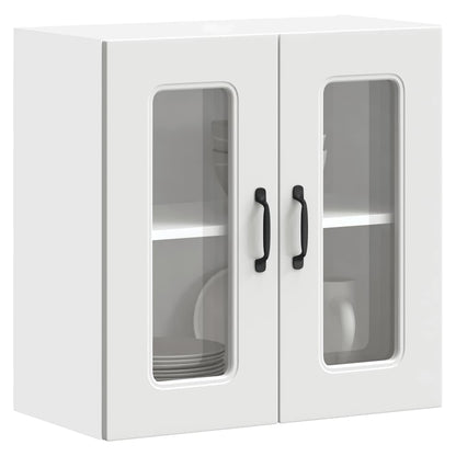 Pensile da Cucina con Porta in Vetro Kalmar Bianco Truciolato - homemem39
