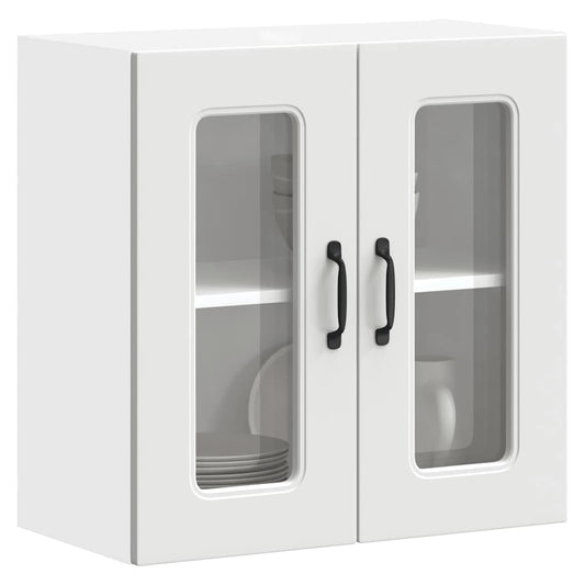 Pensile da Cucina con Porta in Vetro Kalmar Bianco Truciolato - homemem39