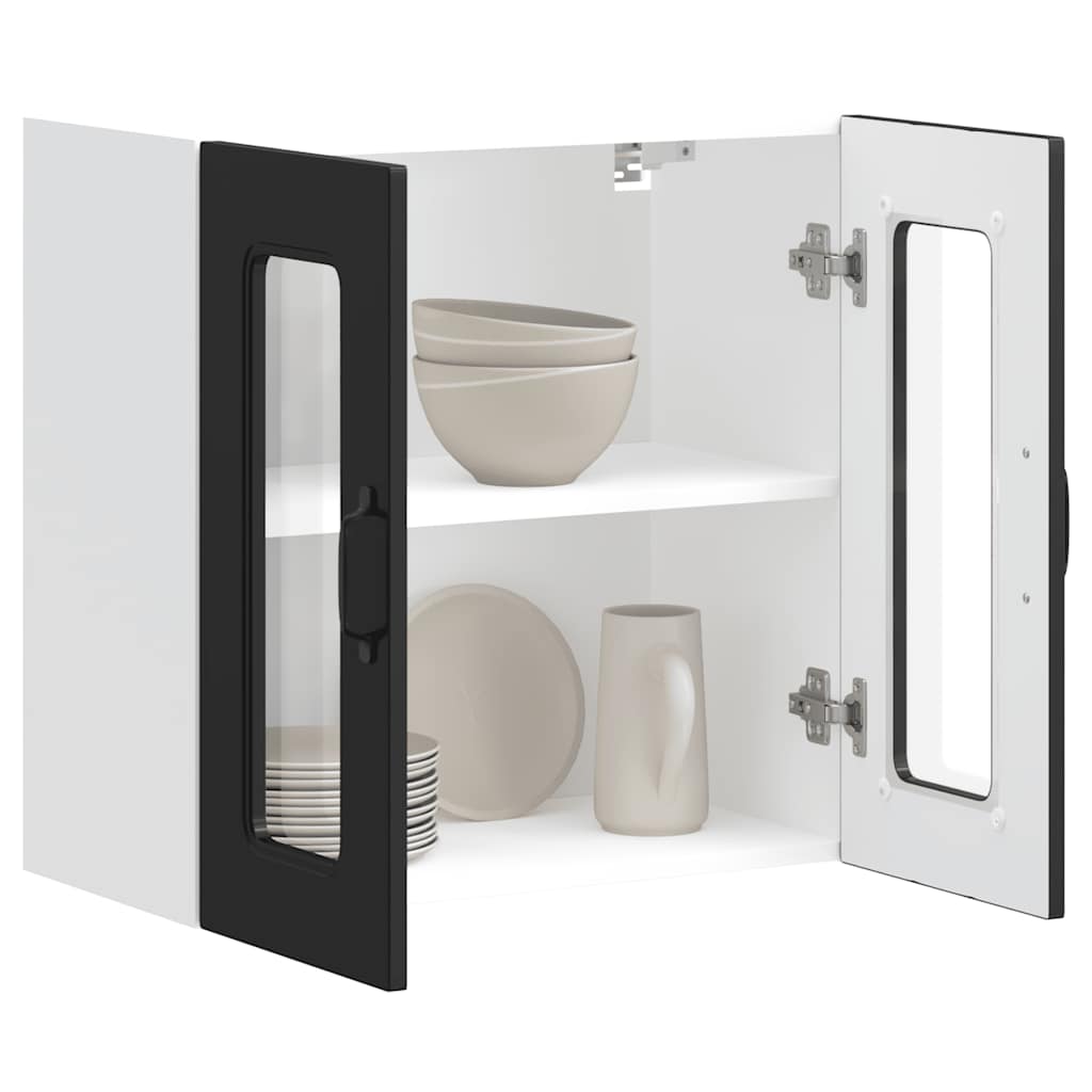 Pensile da Cucina con Porta in Vetro Kalmar Nero Truciolato - homemem39