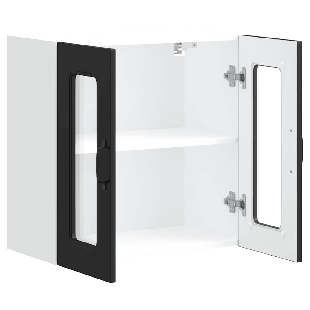 Pensile da Cucina con Porta in Vetro Kalmar Nero Truciolato - homemem39