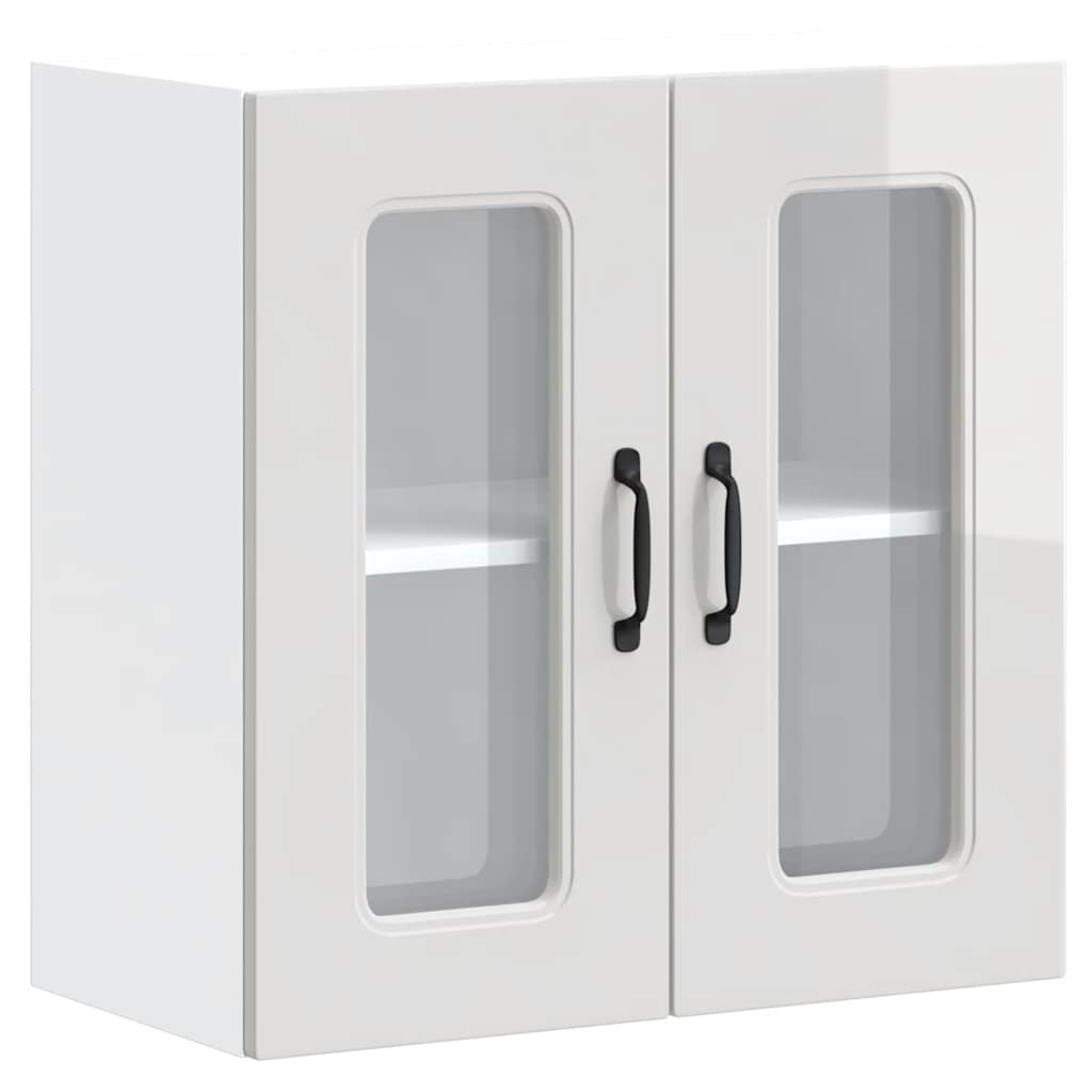 Pensile da Cucina con Porta in Vetro Kalmar Bianco Lucido - homemem39