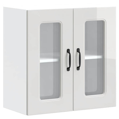 Pensile da Cucina con Porta in Vetro Kalmar Bianco Lucido - homemem39