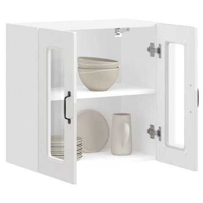 Pensile da Cucina con Porta in Vetro Kalmar Bianco Lucido | homemem39