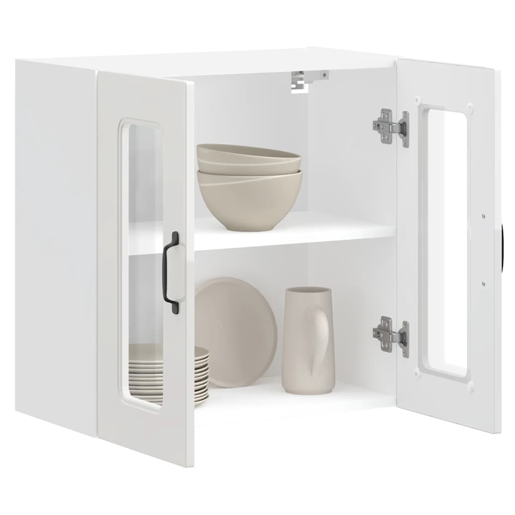Pensile da Cucina con Porta in Vetro Kalmar Bianco Lucido - homemem39
