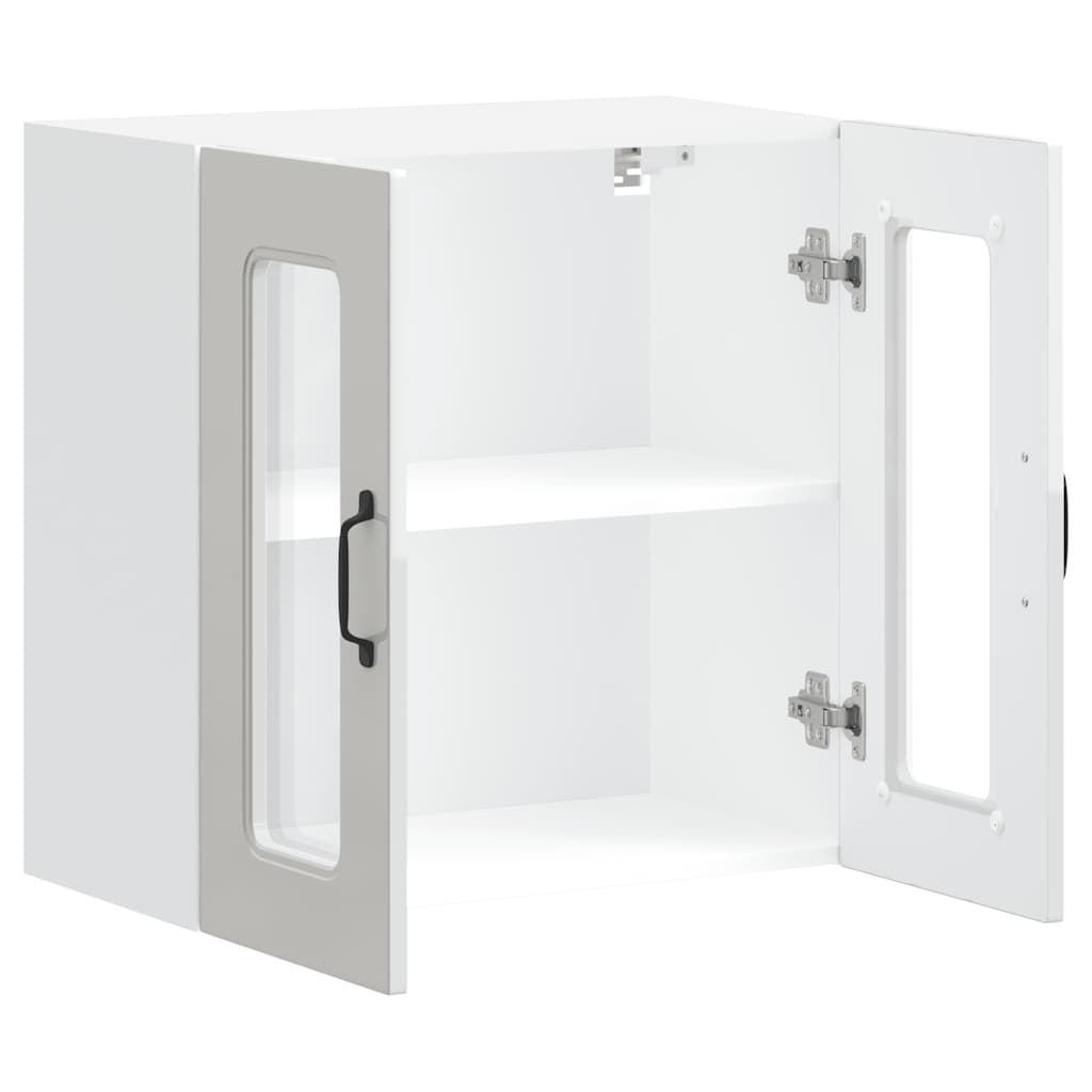 Pensile da Cucina con Porta in Vetro Kalmar Bianco Lucido | homemem39