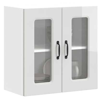 Pensile da Cucina con Porta in Vetro Kalmar Bianco Lucido - homemem39