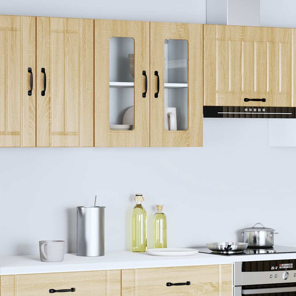 Pensile da Cucina con Porta in Vetro Kalmar Rovere Sonoma - homemem39