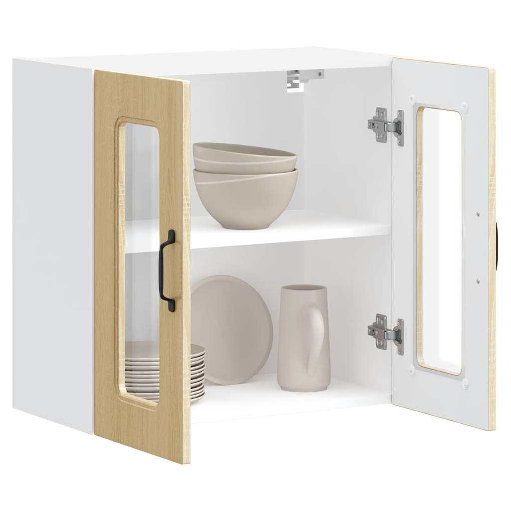 Pensile da Cucina con Porta in Vetro Kalmar Rovere Sonoma - homemem39