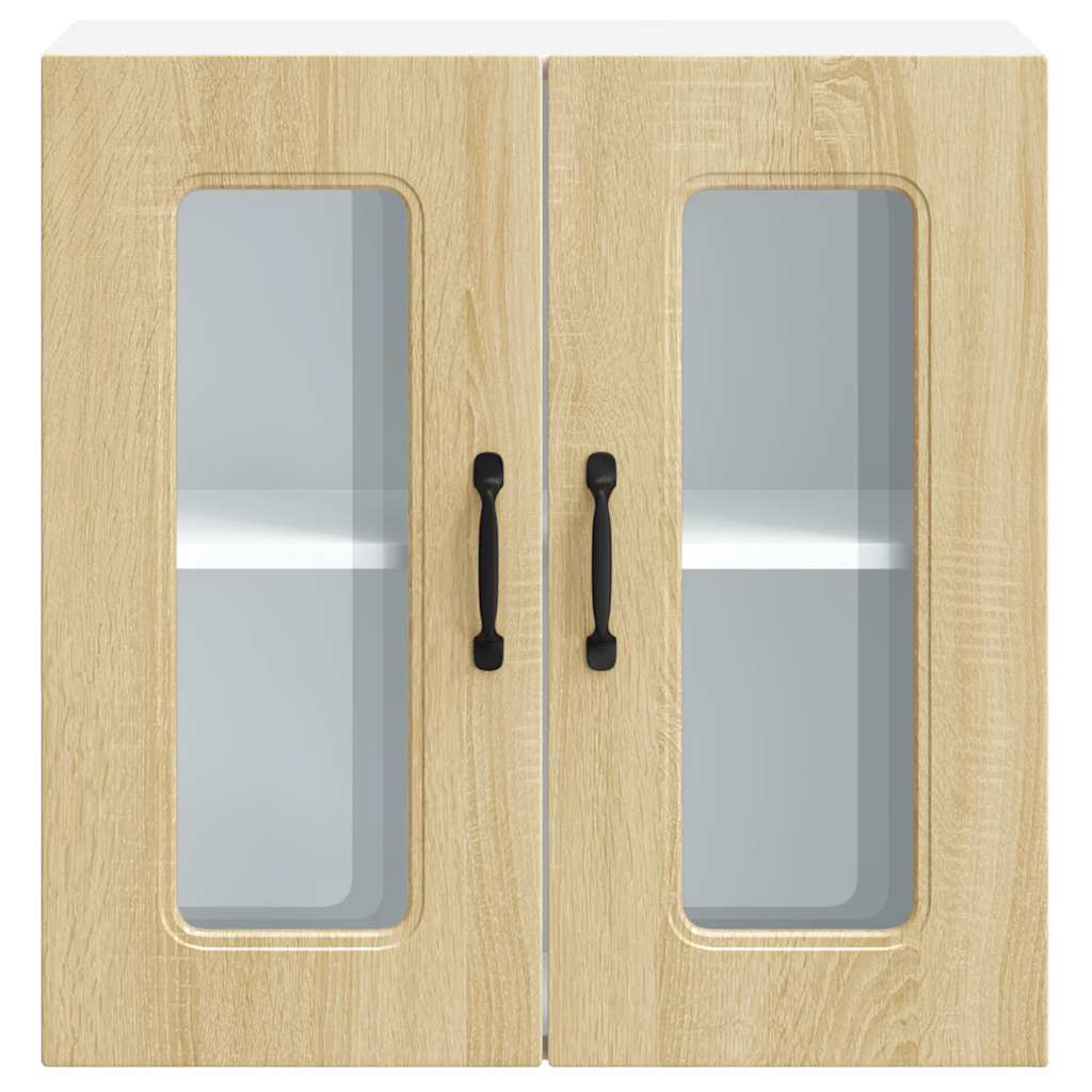 Pensile da Cucina con Porta in Vetro Kalmar Rovere Sonoma - homemem39