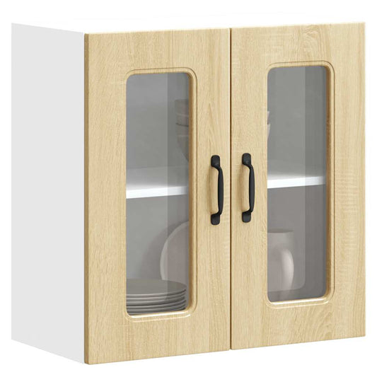 Pensile da Cucina con Porta in Vetro Kalmar Rovere Sonoma - homemem39