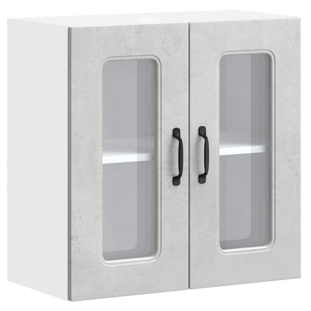 Pensile da Cucina con Porta in Vetro Kalmar Grigio Cemento - homemem39