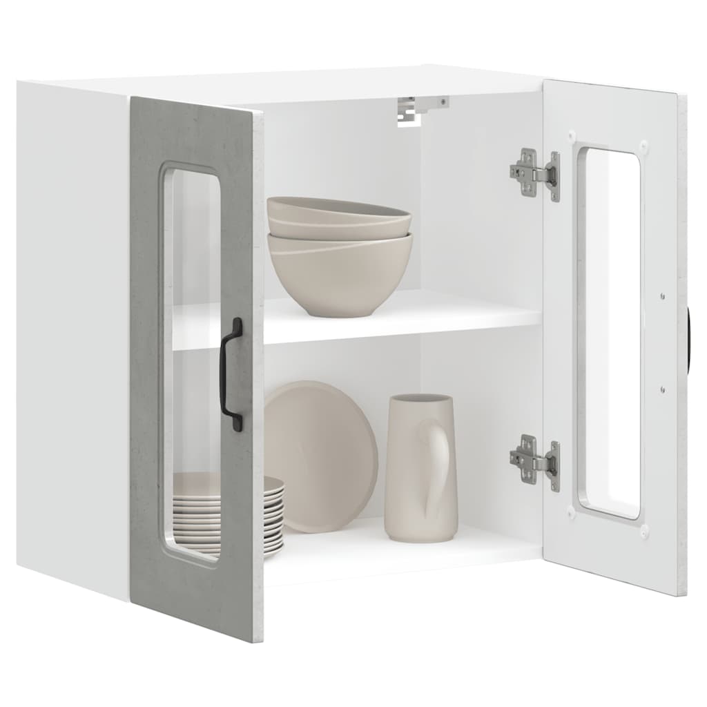 Pensile da Cucina con Porta in Vetro Kalmar Grigio Cemento - homemem39