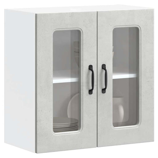 Pensile da Cucina con Porta in Vetro Kalmar Grigio Cemento - homemem39