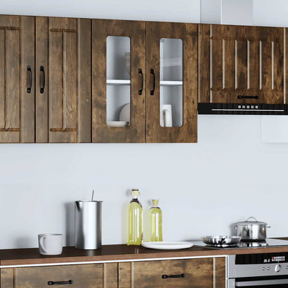 Pensile da Cucina con Porta in Vetro Kalmar Rovere Fumo - homemem39
