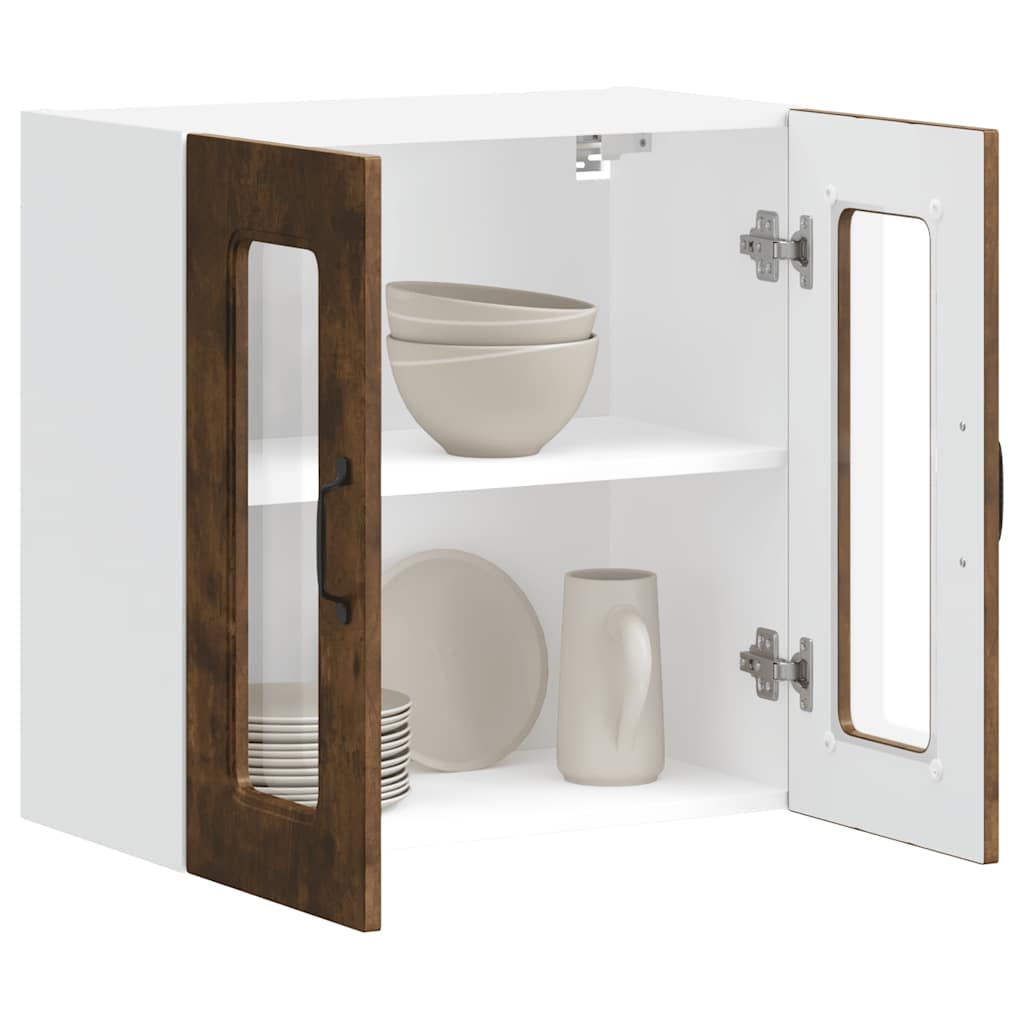 Pensile da Cucina con Porta in Vetro Kalmar Rovere Fumo - homemem39