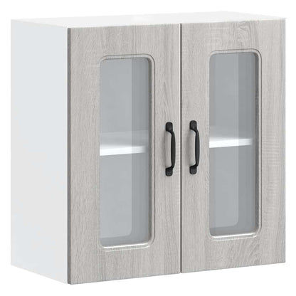 Pensile da Cucina con Porta in Vetro Kalmar Grigio Sonoma - homemem39