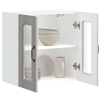 Pensile da Cucina con Porta in Vetro Kalmar Grigio Sonoma - homemem39
