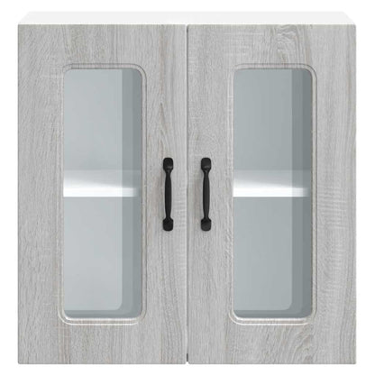 Pensile da Cucina con Porta in Vetro Kalmar Grigio Sonoma - homemem39