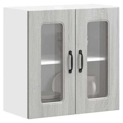Pensile da Cucina con Porta in Vetro Kalmar Grigio Sonoma - homemem39