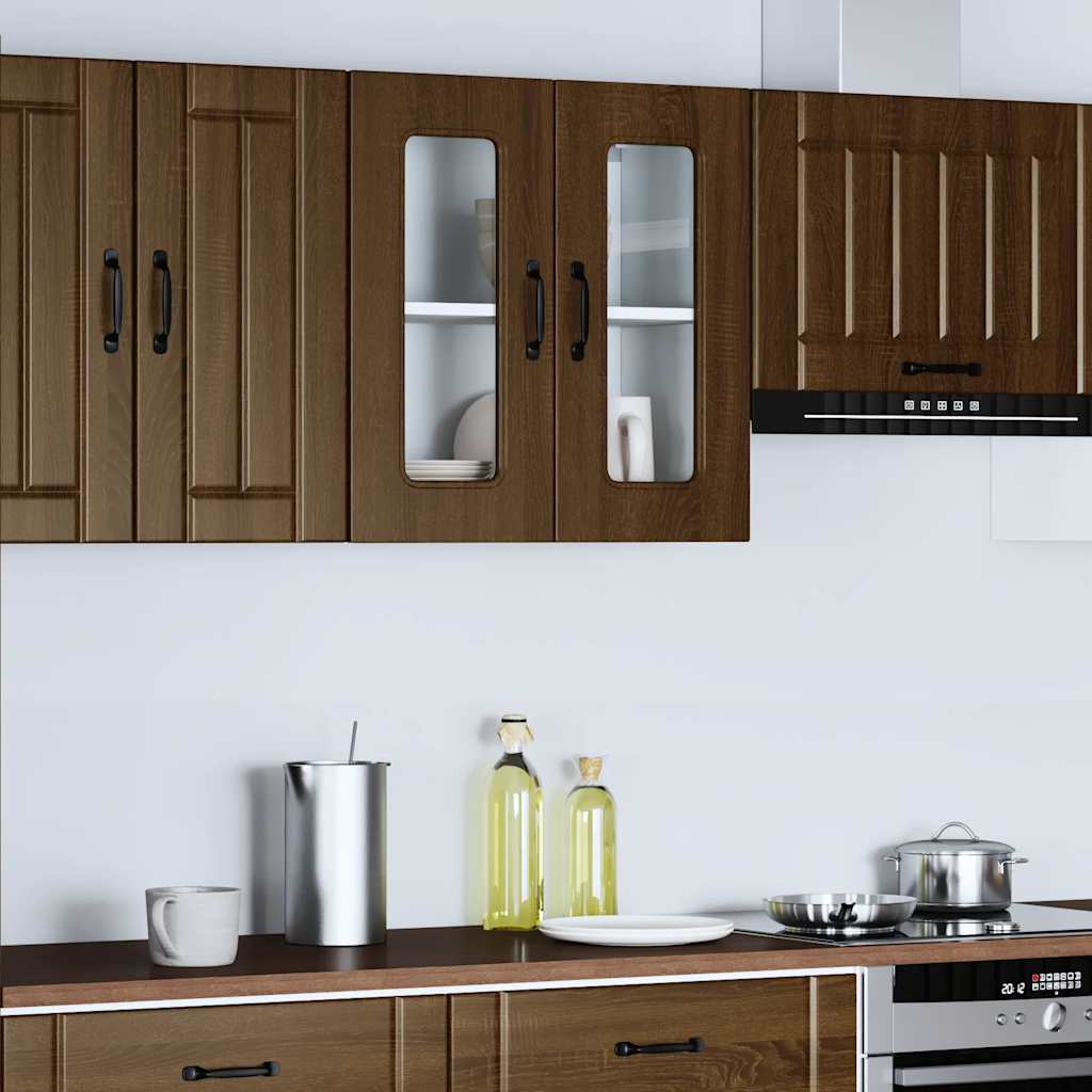 Pensile da Cucina con Porta in Vetro Kalmar Rovere Marrone - homemem39