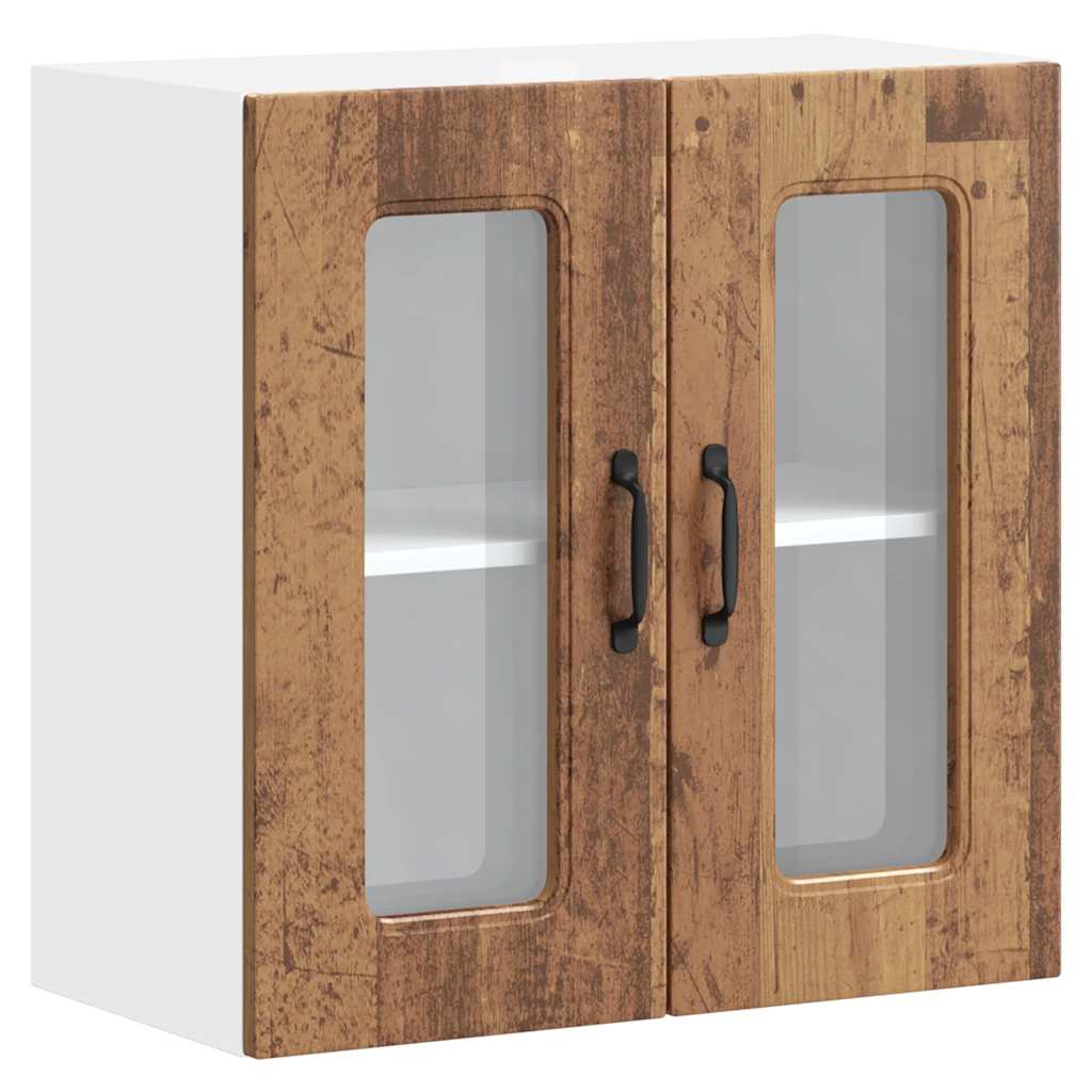 Pensile da Cucina con Porta in Vetro Kalmar Legno Vecchio - homemem39