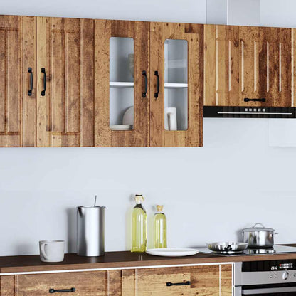 Pensile da Cucina con Porta in Vetro Kalmar Legno Vecchio - homemem39
