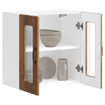Pensile da Cucina con Porta in Vetro Kalmar Legno Vecchio - homemem39
