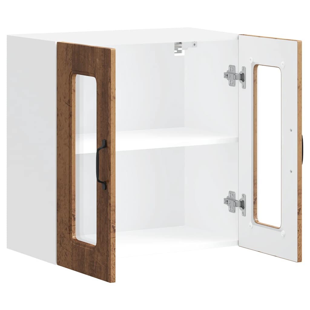 Pensile da Cucina con Porta in Vetro Kalmar Legno Vecchio - homemem39