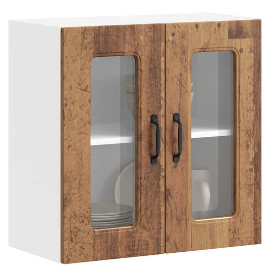 Pensile da Cucina con Porta in Vetro Kalmar Legno Vecchio - homemem39