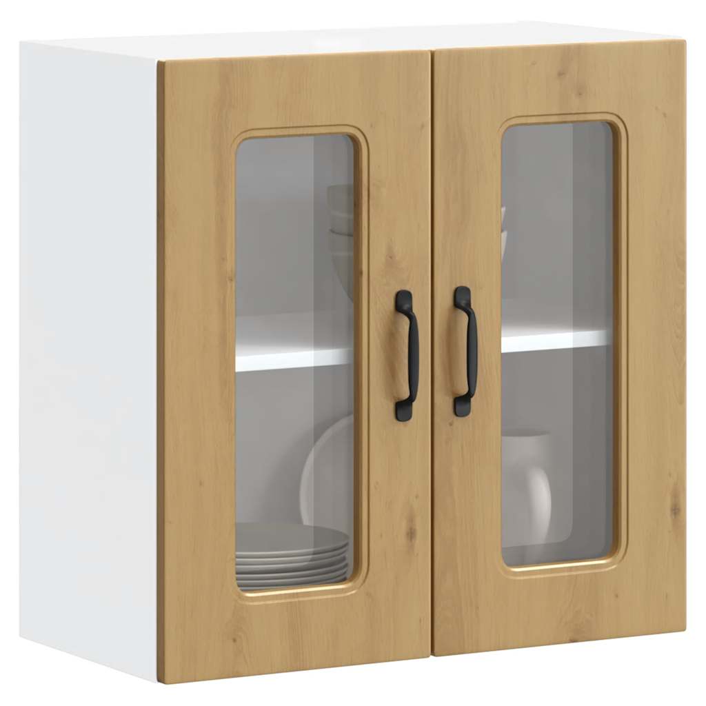 Pensile da Cucina con Porta in Vetro Kalmar Rovere Artigianale - homemem39