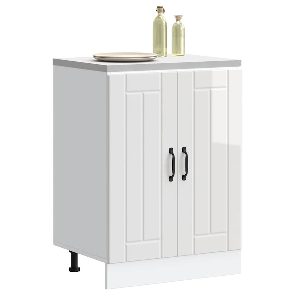 Mobile Base Lavello Lucca Bianco Lucido in Legno Multistrato - homemem39