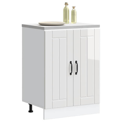 Mobile Base Lavello Lucca Bianco Lucido in Legno Multistrato - homemem39