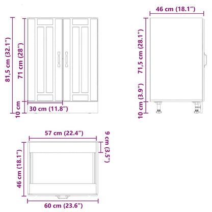 Mobile Base Lavello Lucca Rovere Artigianale Legno Multistrato - homemem39