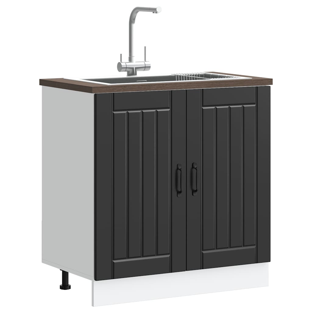 Mobile Base Lavello Lucca Nero in Legno Multistrato - homemem39