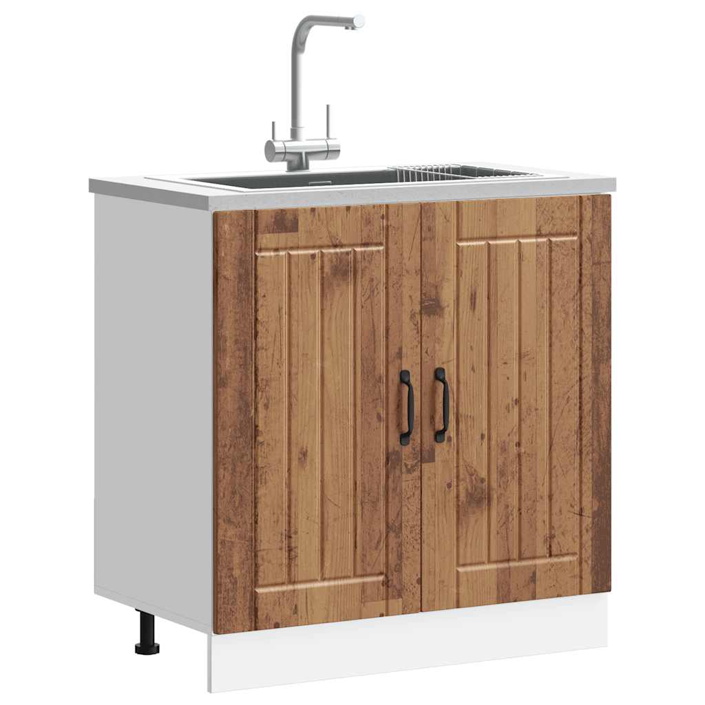 Mobile Base Lavello Lucca Legno Antico in Legno Multistrato - homemem39